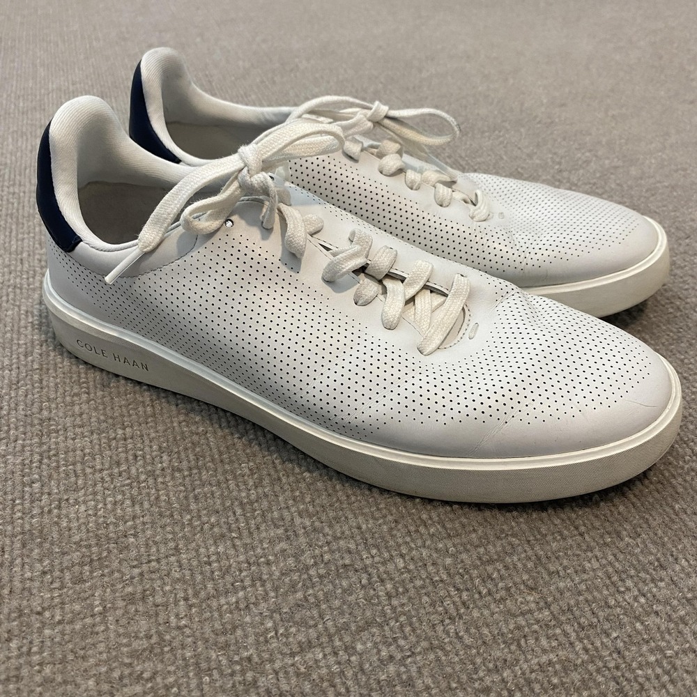 Cole Haan Grand.OS Shoes Mens Size 10 White Perforated Casual Sneakers C41990